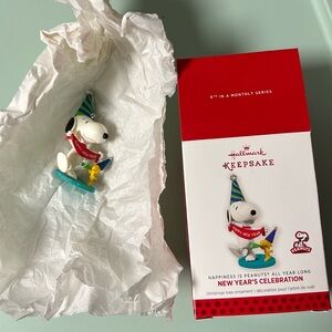 Hallmark Keepsake Christmas Ornament "New Year's Celebration" Snoopy & Woodstock